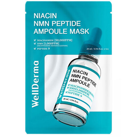Тканевая маска для лица с пептидами WellDerma Niacin NMN Peptide Ampoule Mask, 1шт (28мл)