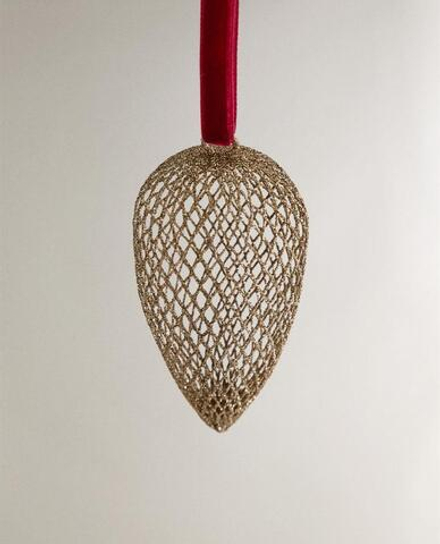 ZARA HOME СЕТЧАТЫЙ ЕЛОЧНЫЙ ШАР ВЫТЯНУТОЙ ФОРМЫ, СЕРЕБРЯНЫЙ