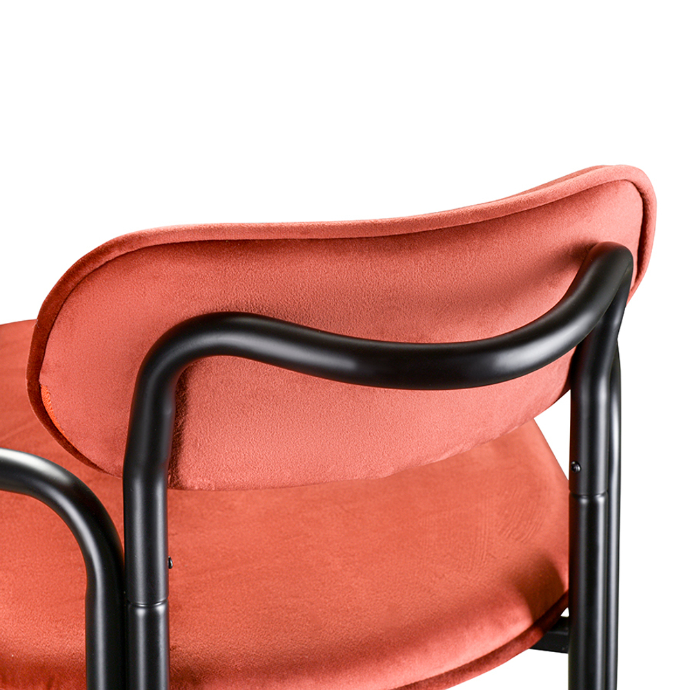 Стул барный Ror, round, велюр, черный/темно-красный