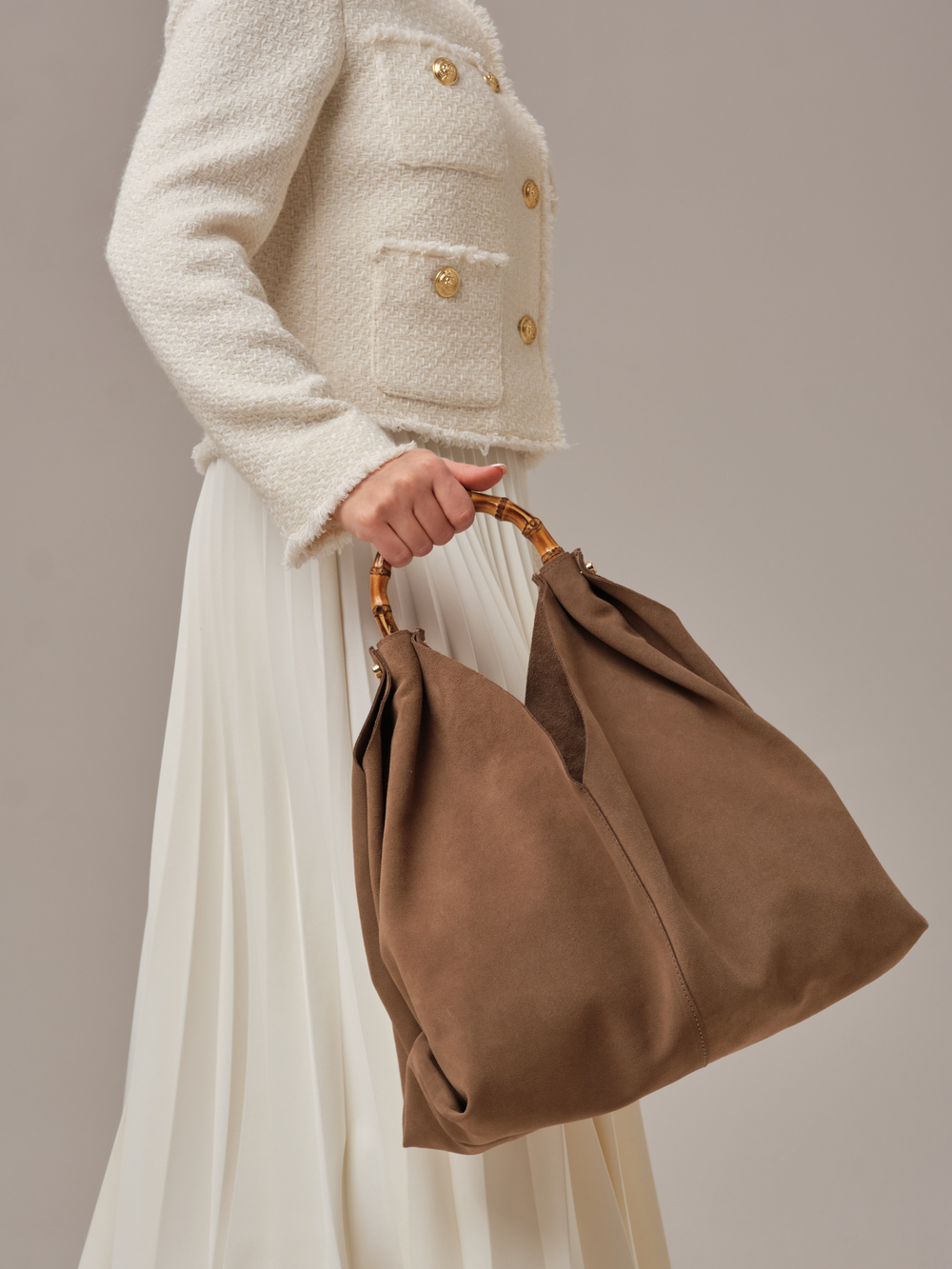 Замшевая сумка Bamboo DBR 30990 серо-коричневый