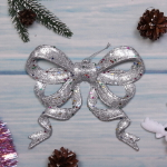 Украшение новогоднее «Бант сияющий» 17*18 см, Серебро