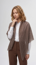 Оренбургский пуховый платок П3-130-03 серый