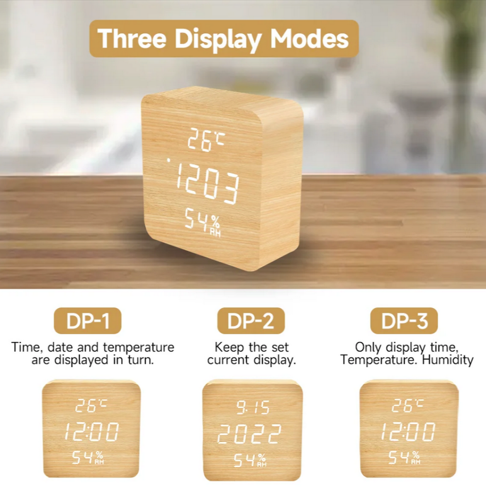 Часы VST-872S-6 White (C/дата/деревянный корпус) USB