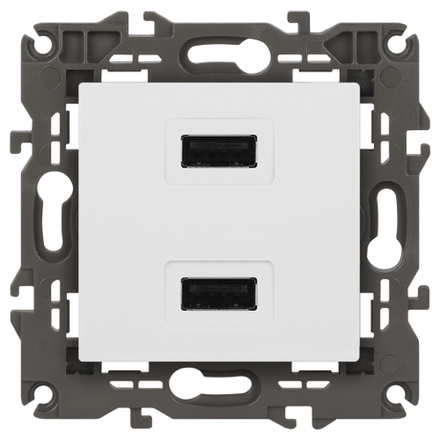 14-4110-01 ЭРА Устройство зарядное USB, 230В/5В-2100мА, IP20, Эра Elegance, белый