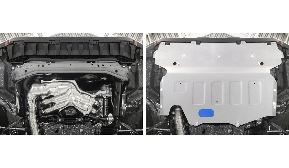 Защита картера Rival (увеличенная) для Subaru Forester V (V - 2.0; 2.5) 4WD 2018-2021, штампованная, алюминий 3 мм, с крепежом, 333.5439.1
