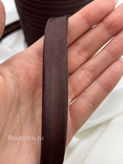 Косая бейка коричневая 15 мм