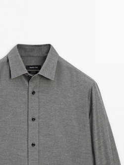 Massimo Dutti Рубашка из 100% хлопкового твила, серый
