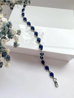 Браслет женский на руку серебряный с синими фианитами