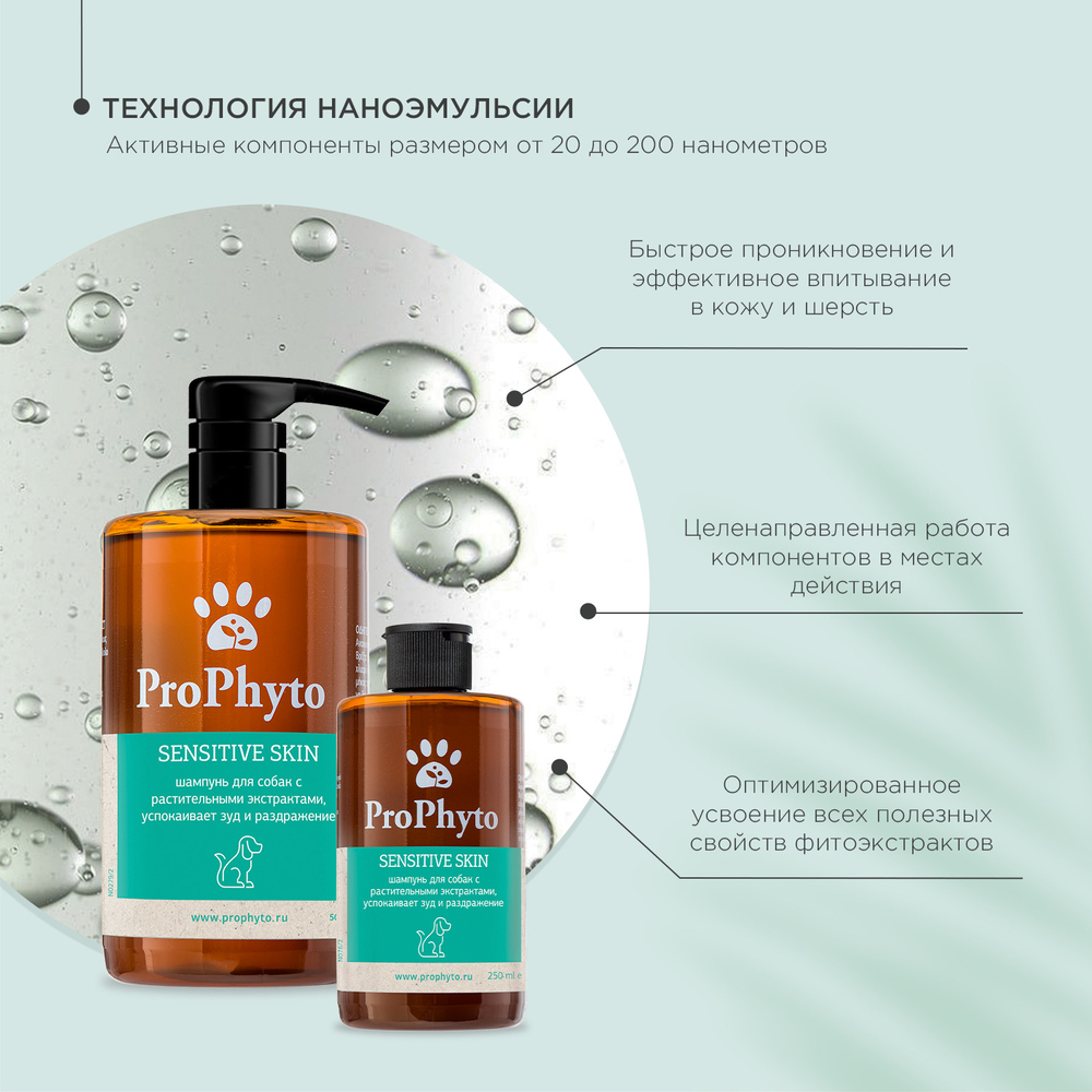 PROPHYTO SENSITIVE SKIN Шампунь для собак с растительными экстрактами против зуда и раздражения, 250 мл