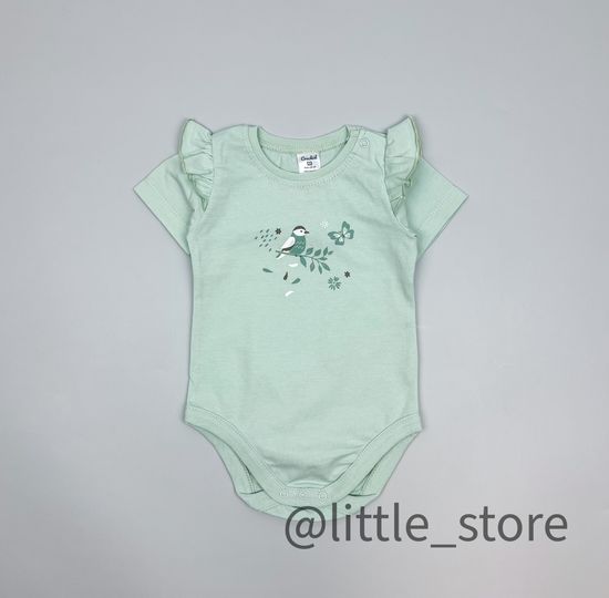 Боди хлопковое "Весенняя зелень" дымчатый нефрит (короткий рукав)