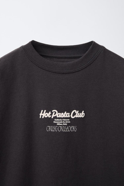 ZARA ФУТБОЛКА С ПРИНТОМ «ТОМАТЫ», ЧЕРНЫЙ