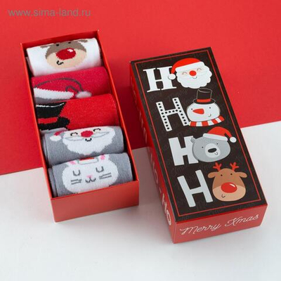 Новый год. Набор новогодних женских носков KAFTAN Merry Xmas размер 36-40 (23-25 см), 5 пар