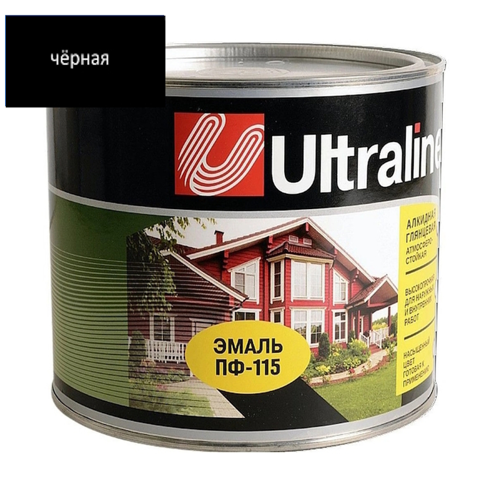 Эмаль ПФ-115 РАДУГА Ultra Lines  черная  1,8кг