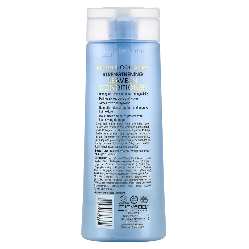 Giovanni, Укрепляющий несмываемый кондиционер с биотином и коллагеном, 250 мл (8,5 жидк. унц.)