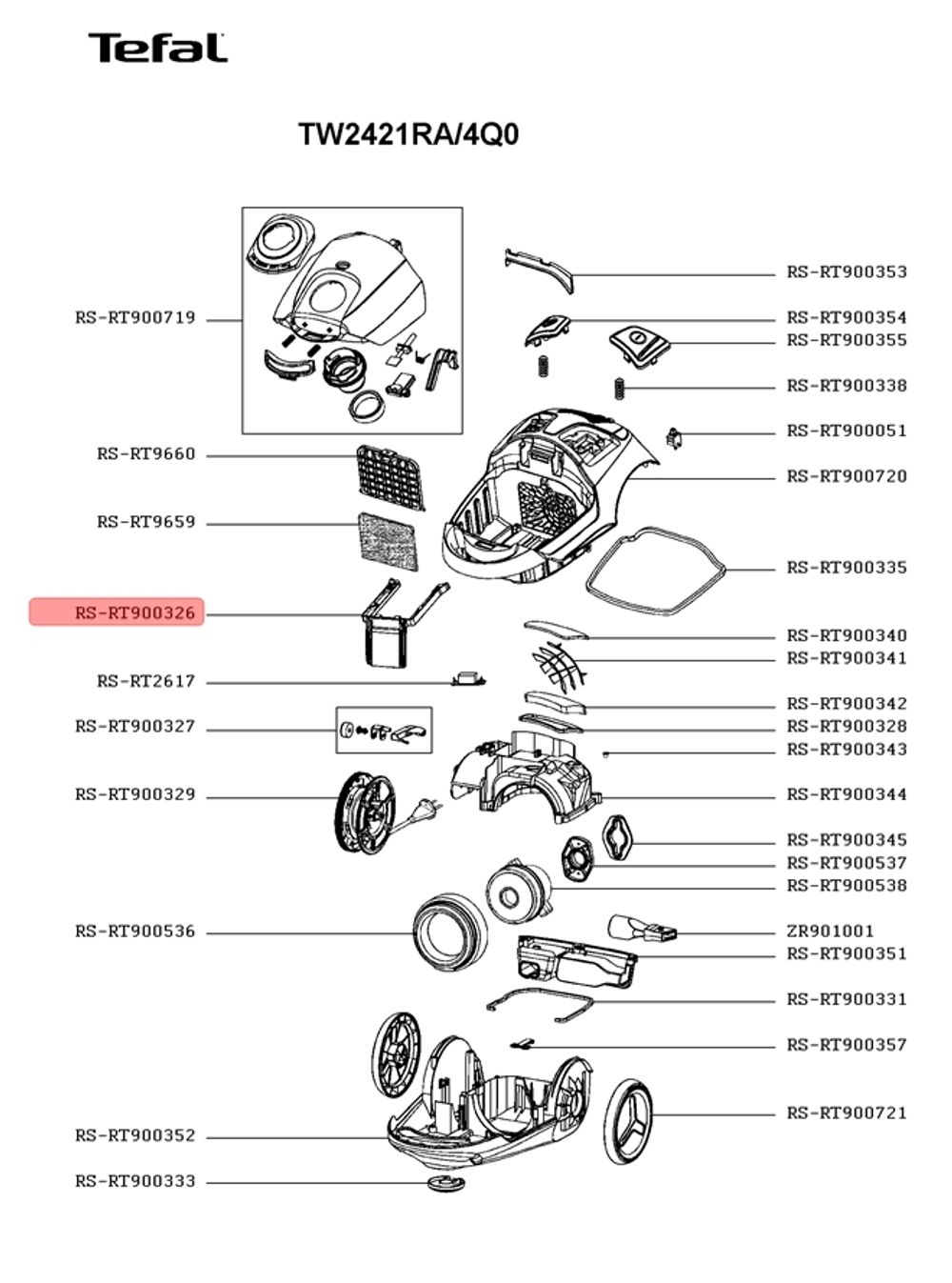 Держатель пылесборника пылесоса Tefal (Тефаль) RS-RT900326