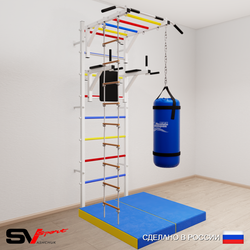 Шведская стенка Sv Sport 5425 (Турник рукоход/Брусья/Лестница/Цепь/Мешок 15кг/Мат 1м)