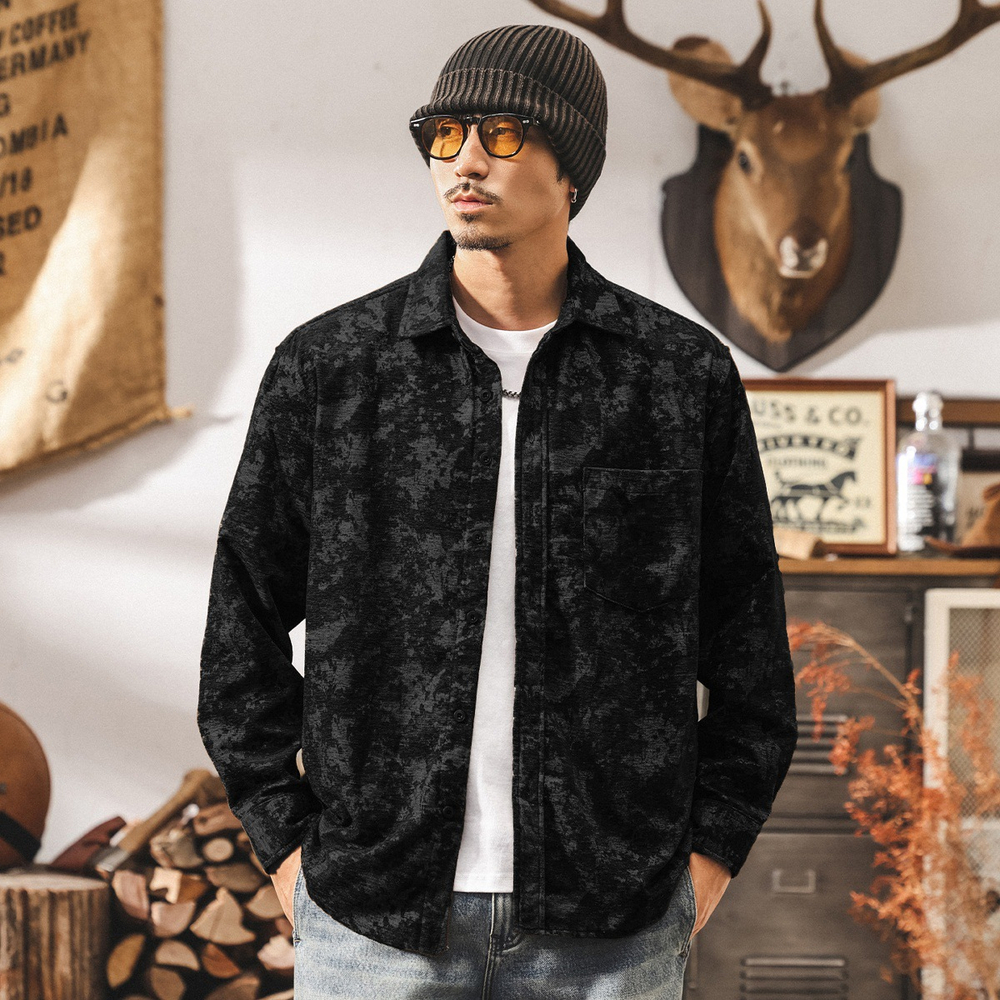 Американская жаккардовая рубашка в стиле ретро с длинными рукавами на весну и осень ,модный бренд, винтажная повседневная рубашка