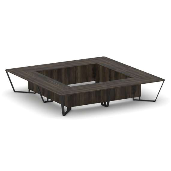 Steel Meet Стол переговорный квадратный KD-PR.B.SP-20K2 Дуб Мали/Металл Черный 4000*4000*750