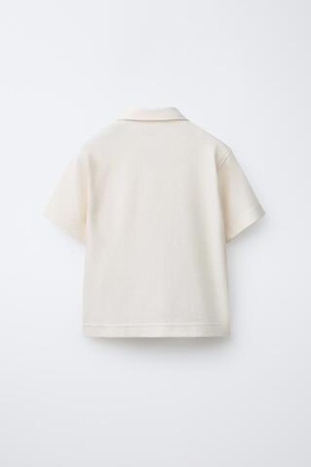 ZARA РУБАШКА С ОТЛОЖНЫМ ВОРОТНИКОМ, ЭКРЮ