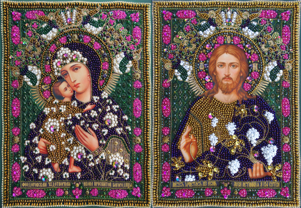 И19а-И20а Комплект наборов для вышивания Венчальная пара: Богородица Феодоровская и Лоза истинная