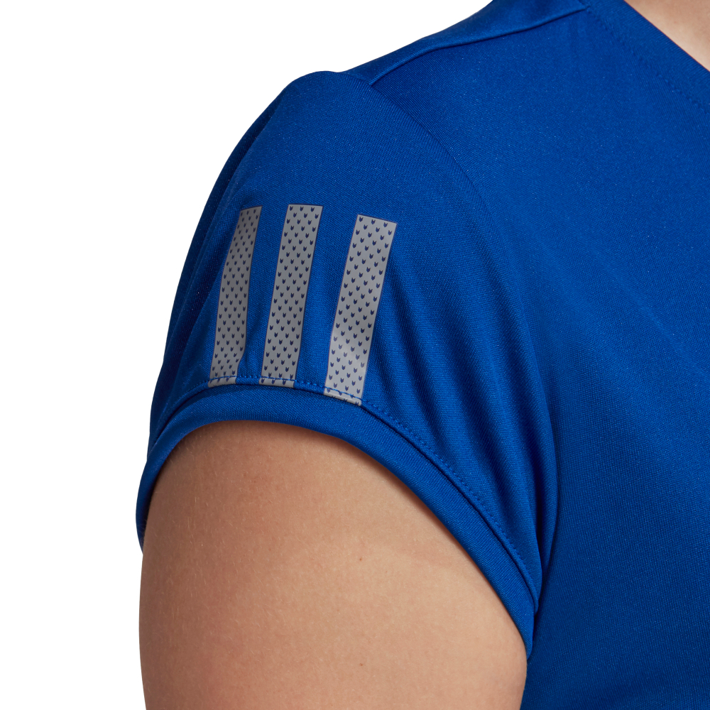 Женская теннисная футболка Adidas W Club 3 Stripes Tee - Blue