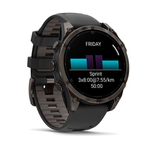 Умные часы Garmin Fenix 8, 47мм, Amoled Sapphire Carbon Gray DLC Titanium with Black/Pebble Gray Silicone Band (010-02904-29)