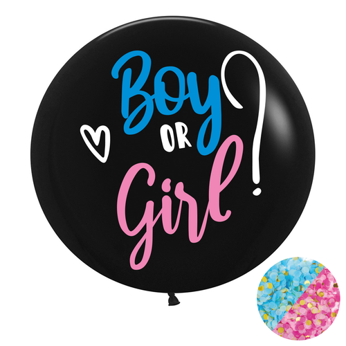 Шар 36" Гендер Пати, с конфетти, Черный, пастель ДБ