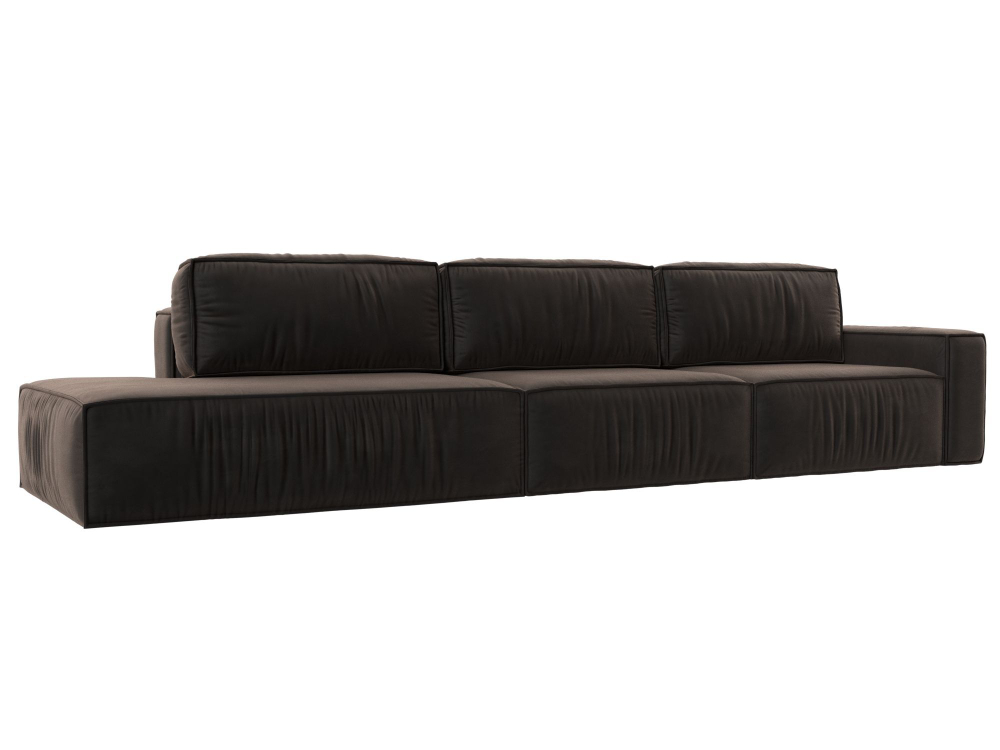 Диван прямой Прага Модерн Лонг подлокотник справа, Коричневый, Велюр, 121742