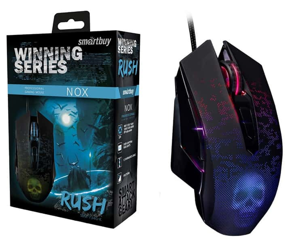 Мышь игровая проводная SmartBuy RUSH Nox черная (SBM-734G-K)
