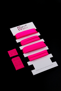 Подборка розовых неоновых бельевых резинок + застежки для бюстгальтера текстильные