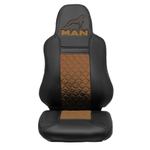 Чехлы MAN TGX, TGS с 2021 года без регулировки ремня безопасности водителя по высоте (экокожа, коричневый)