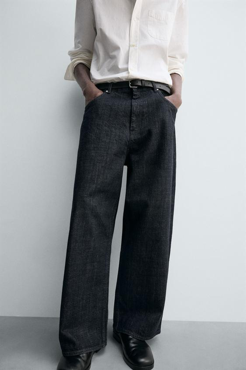 ZARA ДЖИНСЫ WIDE FIT, СИНИЙ