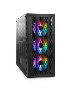 Exegate EX296071RUS Корпус Miditower ExeGate EVO-5001A-EVO800 (ATX, БП EVO800RGB с вент. 12 см, 2*USB+1*USB3.0+HD Audio, черный, 3 вент.12см с RGB подсветкой, боковая панель - закаленное стекло)