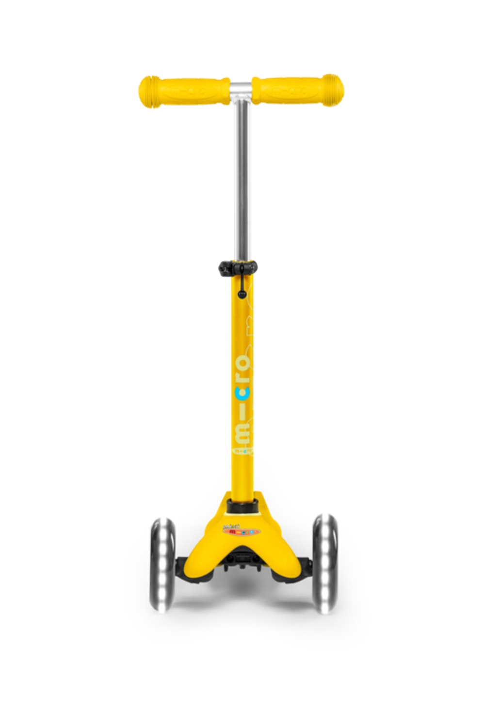 Самокат Mini Micro Deluxe Желтый LED со стикерами Монстрики 15 шт