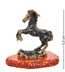 Народные промыслы AM-3030 Фигурка «Лошадь Солнечный день» (латунь, янтарь)