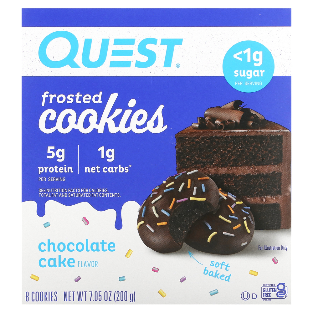 Quest Nutrition, глазированное печенье, шоколадный торт, 8 шт. по 25 г (0,88 унции)