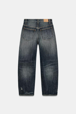 ZARA ДЖИНСЫ TRF BAGGY BALLOON СО СРЕДНЕЙ ПОСАДКОЙ, СИНИЙ