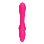 Розовый вибратор с клиторальным отростком и пультом ДУ- 19,6 см.