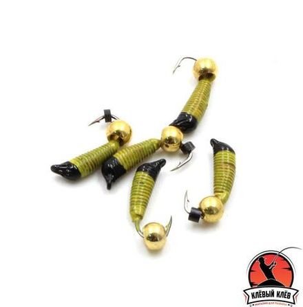 Мормышка вольф. безнасадочная "ЯМАН" Ручейник №2, d-1.5 мм, L-7 мм, вес 0,50 гр.,латунный шар,  цв. Желтый