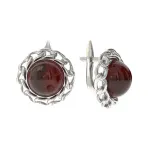 Серьги винтажные II с вишневым янтарем