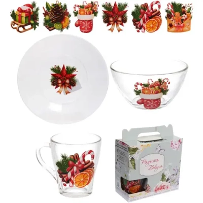 Набор посуды (200мм+450мл+ 250мл) «Зимняя фантазия» 6 видов