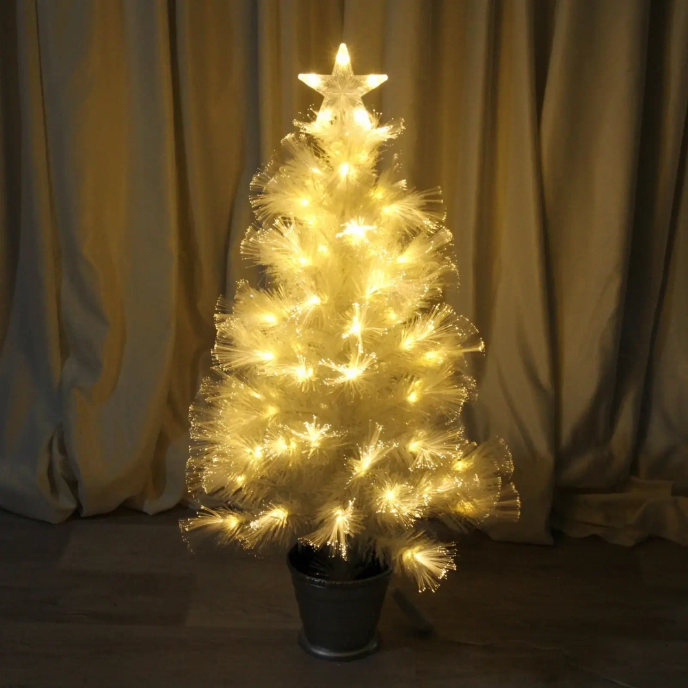 Ёлка светодиодная «Жемчужная» 90 см, ПВХ белый, цвет свечения-Белый/Теплый белый (80 веток) (T2118-90)