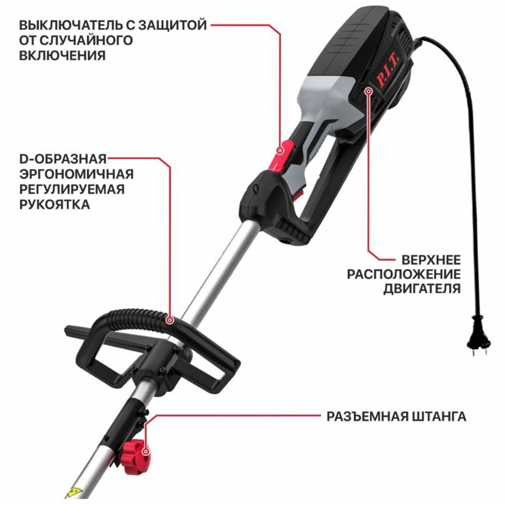Триммер эл. PTR1250-EL (1600Вт, 6800об/мин, скаш. 420 мм,  нап.ремень, разъем. штанга, нож+леска)