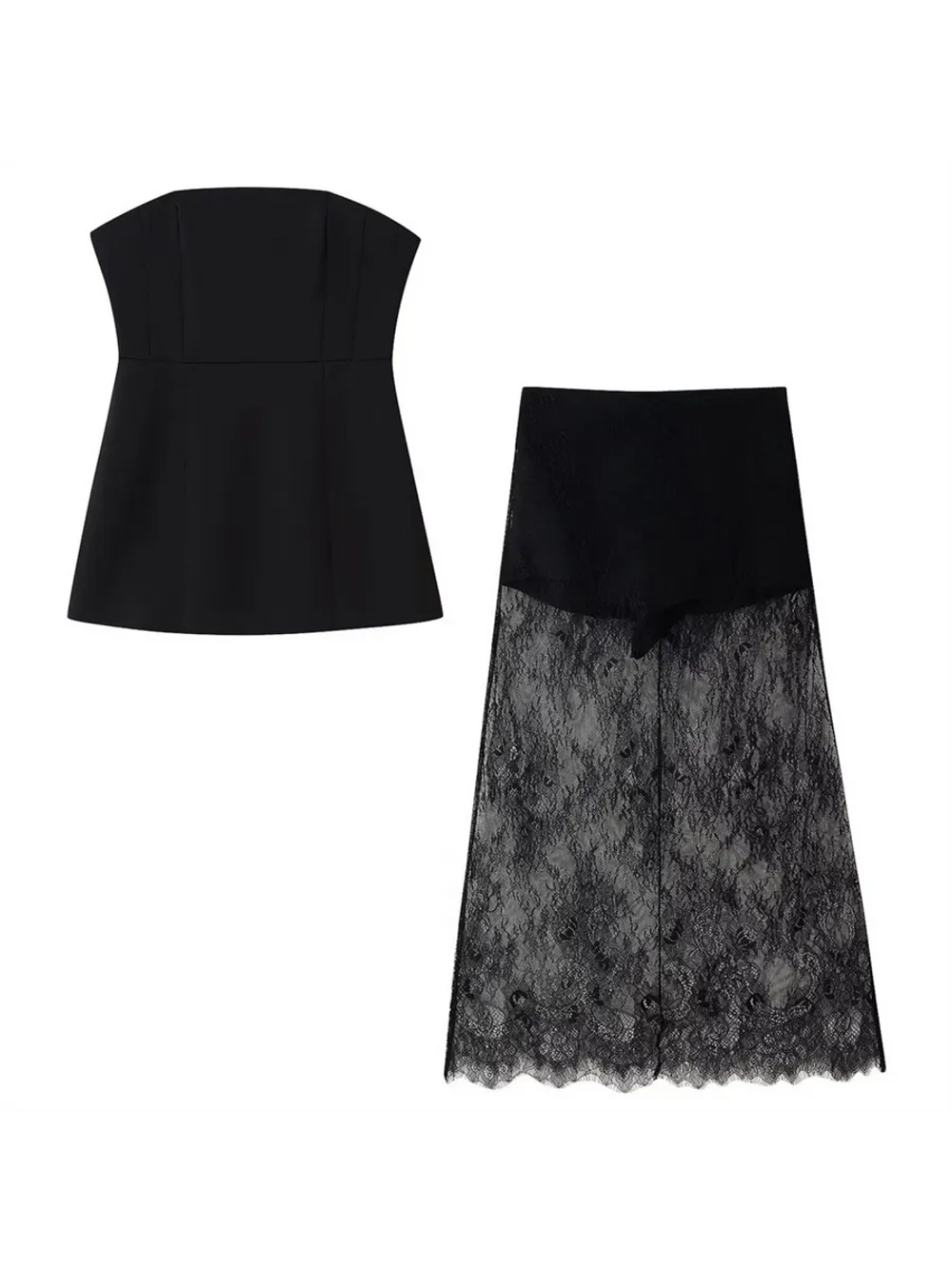 Костюм топ с кружевной юбкой