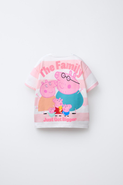 ZARA ФУТБОЛКА В ПОЛОСКУ С ПРИНТОМ PEPPA PIG™, ЦВЕТ РОЗОВОГО ДЕРЕВА