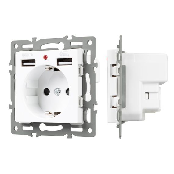 Механизм розетки с USB зарядкой SCT-MUAA-PL-WH (250V, 16A) Arlight 043733