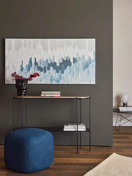 Панно декоративное с ручной росписью by feel, 140х70 см, серо-голубое