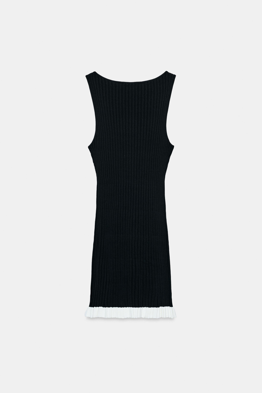 ZARA КОРОТКОЕ ТРИКОТАЖНОЕ ПЛАТЬЕ В РУБЧИК, ЧЕРНЫЙ