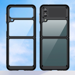 Двухкомпонентный чехол с черными рамками для Samsung Galaxy Z Flip 4, мягкий отклик кнопок