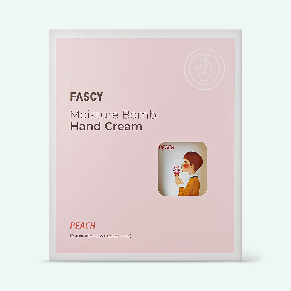 Набор кремов для рук с экстрактом персика FASCY Moisture Bomb Hand Cream Set Peach 80 мл + 40 мл